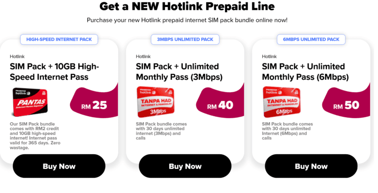 Hotlink Malaysia prepaid plans