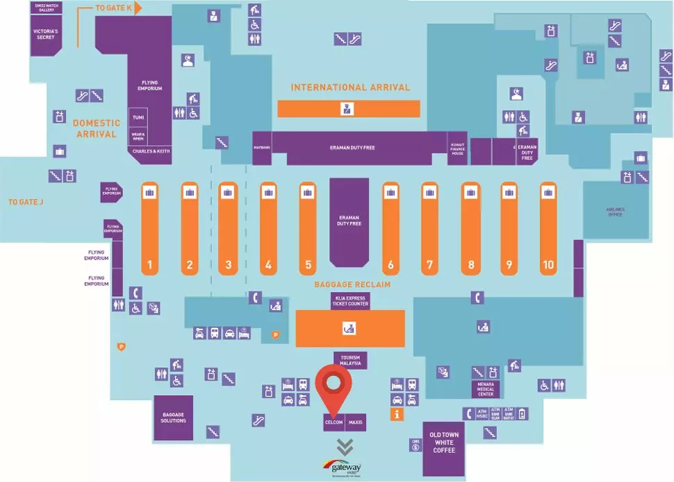 Malaysia Celcom store location at KLIA2